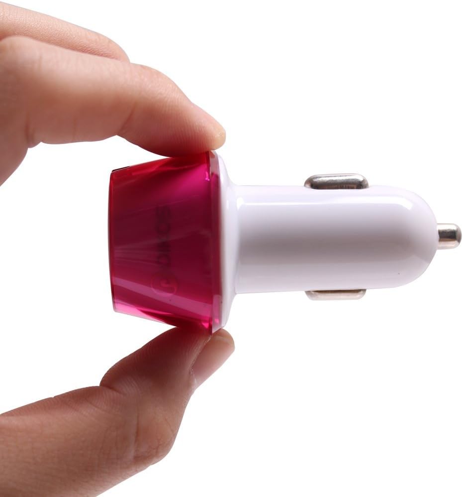 USB Car Charger, Cute Dual Rapid 2-Port 3.1A Lightning Car Charger Adapter Suitable for Mobile Phone / Table / Power Band - Pink