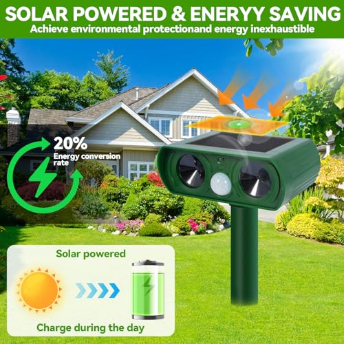 PQETBV Solar Ultraschall Katzenschreck, wasserdichte Ultraschall-Katzenvertreiber mit Bewegungssensor Katzenschreck für Garten, Wirksam Gegen Katzen, Hunde, Marder, und Vögel Schädlineg