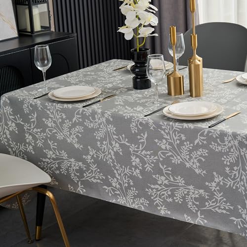LIBERECOO Vinyl Tablecloth with Flannel Backing Indigo Botanical Charm, Waterproof, Wipeable, Durable Table Cover 4 Colors, 4 Sizes, Rectangular 54x72 Inch by LIBERECOO - Used condition - Image 8