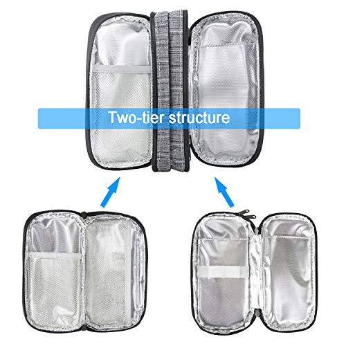 Youshares Insulin Cooler Travel Case, Double Layer Handy Medication Insulated Diabetic Carrying Cooling Bag For Insulin Pen, Glucose Meter And Diabetic Supplies With 2 Cooler Ice Pack (Grey) #TOP3