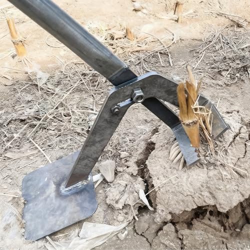 Extractor de Postes Herramienta para Arrancar Raíces de Maíz con Mango de 121 cm de Largo; Extractor de Tocones para Arrancar Arbustos, Yuca, Retoños, Vides y Espina