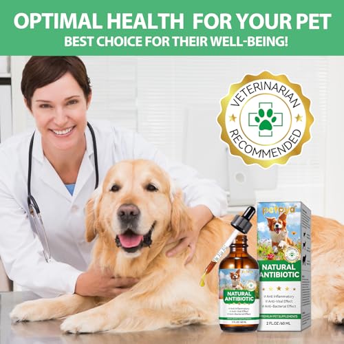 Antibiotics for Dogs, Natural Dog Antibiotics Supports Dogs Skin Itchy Relief, Helps to Relieve Allergy, Yeast & Ear Infection - Pet Health Supplies, Dog Itch Remedies, Bacon Flavor - 2 FL Oz / 60 ml