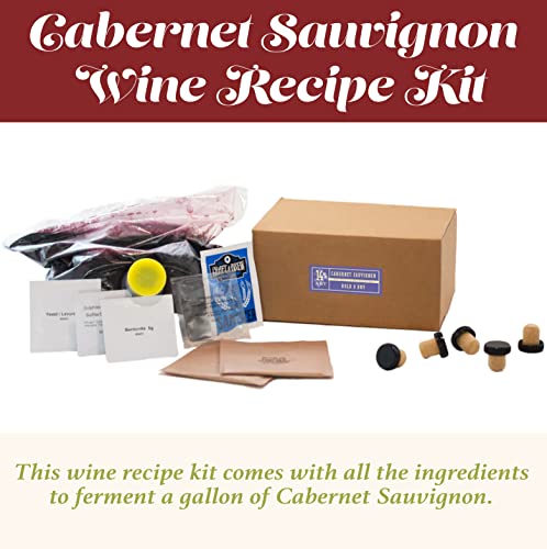 Image of Craft A Brew - Cabernet Sauvignon Wine Recipe Kit - 1 Gallon - Ingredients for Home Brewing Wine - Wine Making Ingredients and Supplies
