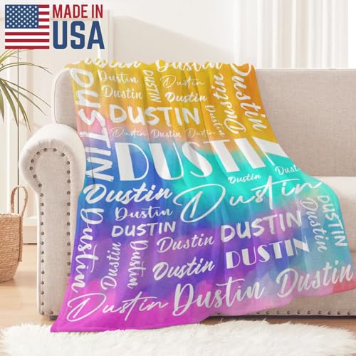 Name Blanket Personalized Name Blanket Customized Blanket with Name Text for Adult Kid Birthday Christmas Mothers Fathers Valentines Day Gift