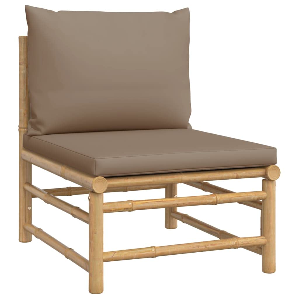 Outdoor Lounge meble ogrodowe na zewnątrz balkon stół i krzesła 5-częściowy zestaw wypoczynkowy ogrodowy z poduszkami, kolor taupe bambus
