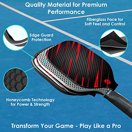 JP WinLook Pickleball Paddle Set of 2 - Fiberglass Pickleball Paddles for Women & Men with 3 Pickleball Balls for Indoor or Outdoor Play. Pickleball Set Includes 2 Rackets, 3 Pickleballs, 1 Carry Bag - Thumbnail 2