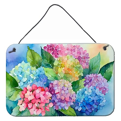 Caroline's Treasures DAC1577DS812 Hydrangeas in Watercolor Wall or Door Hanging Prints Aluminum Metal Sign Kitchen Wall Bar Bathroom Plaque Home Decor, 8x12, Multicolor