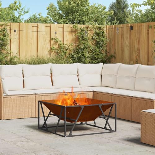 sephironlbb Brasero marrón de acero resistente a la intemperie, 80 x 80 x 40 cm, calentador robusto para jardín y exterior, fuente de calor eficiente con diseño elegante