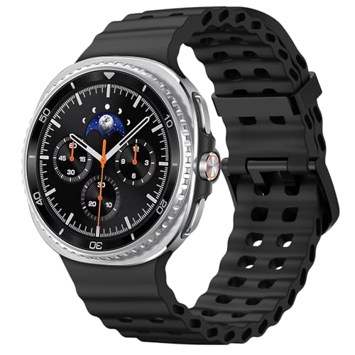 Silicone Band for Samsung Galaxy Watch 8 Classic 46mm/Galaxy Watch 8 44mm 40mm, No Gap Soft Breathable Marine Replacement Sport Strap for Galaxy 8 Watch Bands Men Women