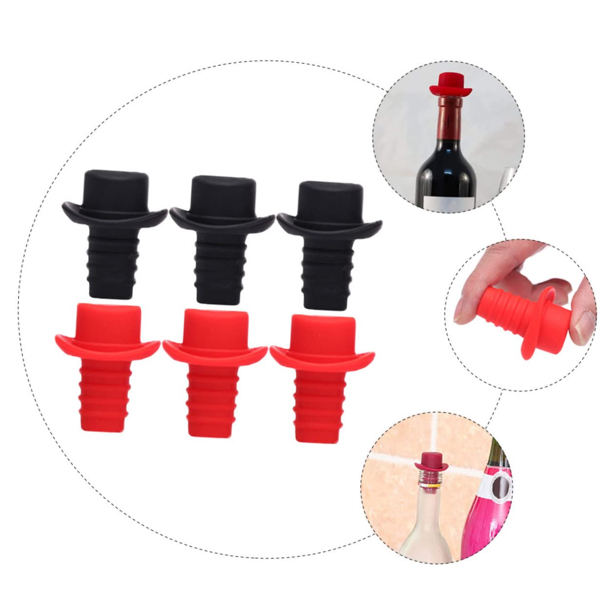 18piezas Tapones De Vino Silicona Reutilizables Sellado Hermético para Botellas De Vino Cervezas y Bebidas para Fiestas y Bodas