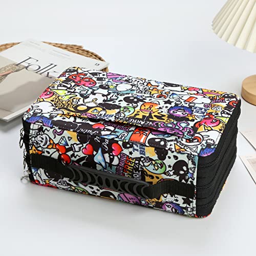 Image of Lbxgap 102 Slots Marker Pen Organizer Case w /Handle | Portable Multilayer Holder for Watercolor Pencils & Gel Pen Markers for Artists, Sketching, Drawing