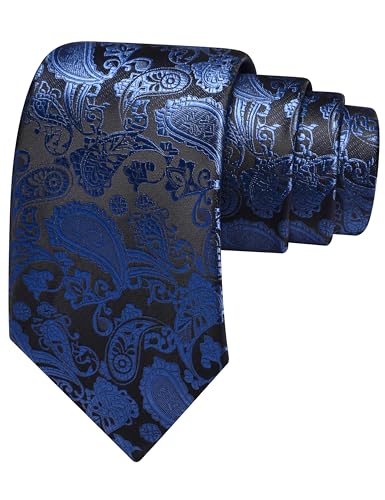 Image of GUSLESON 3.15 inch(8cm) Fashion Paisley Ties Mens Woven Jacquard Necktie for Wedding