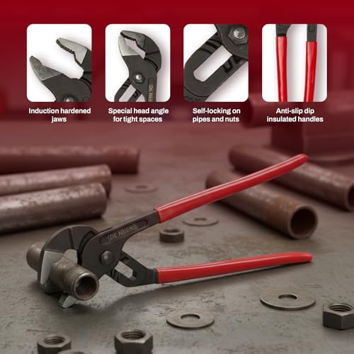 Image of DeNeers DN 1225-10, 10 inch (250 mm) Groove Joint Plier (Water pump plier), Used in Plumbing, Home, HVAC, Automobile and various Other uses, Professional, Home and DIY Application