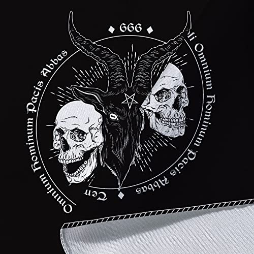 Baphomet Pentagram Satanic Tapestry, Gothic Demon Goat Head Skulls Tattoo Symbol Tapestry, Black And White Divination Devil Satanic Tapestry For Bedroom Living Room Dorm College 60X40 Inches #TOP5