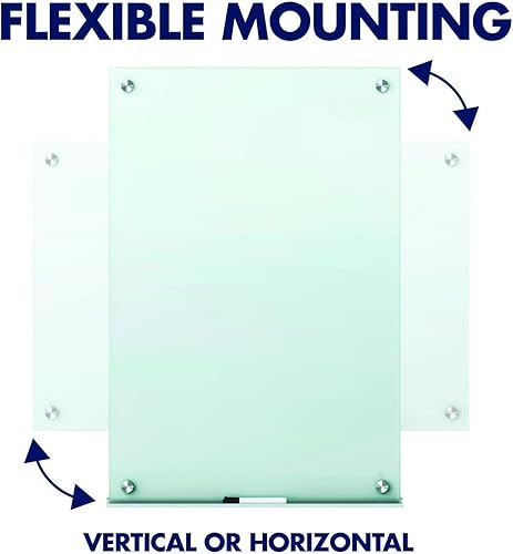 Miniatura 4 de Pizarra blanca de cristal de borrado en seco, magnética, vidrio blanco brillante de alto contraste, montaje sin marco, bandeja de accesorios, 1