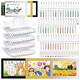 JelyArt 48 Acrylmarker Set Acrylstifte Wasserfest mit Automatischer Tintenregulierung inkl. A5 Skizzenbuch 30 Blatt + 3 Selbstklebende Magnetische Bilderrahmen für Kunstdisplay