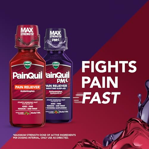 Image of Vicks PainQuil & PainQuil PM Pain Relief Liquid, 1000mg Acetaminophen, 2x12 oz