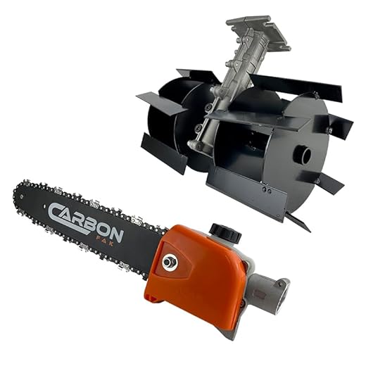 Enxada Rotativa Capinadeira para Roçadeira 28mm 9 Estrias + Motopoda Galhos Carbon Fak