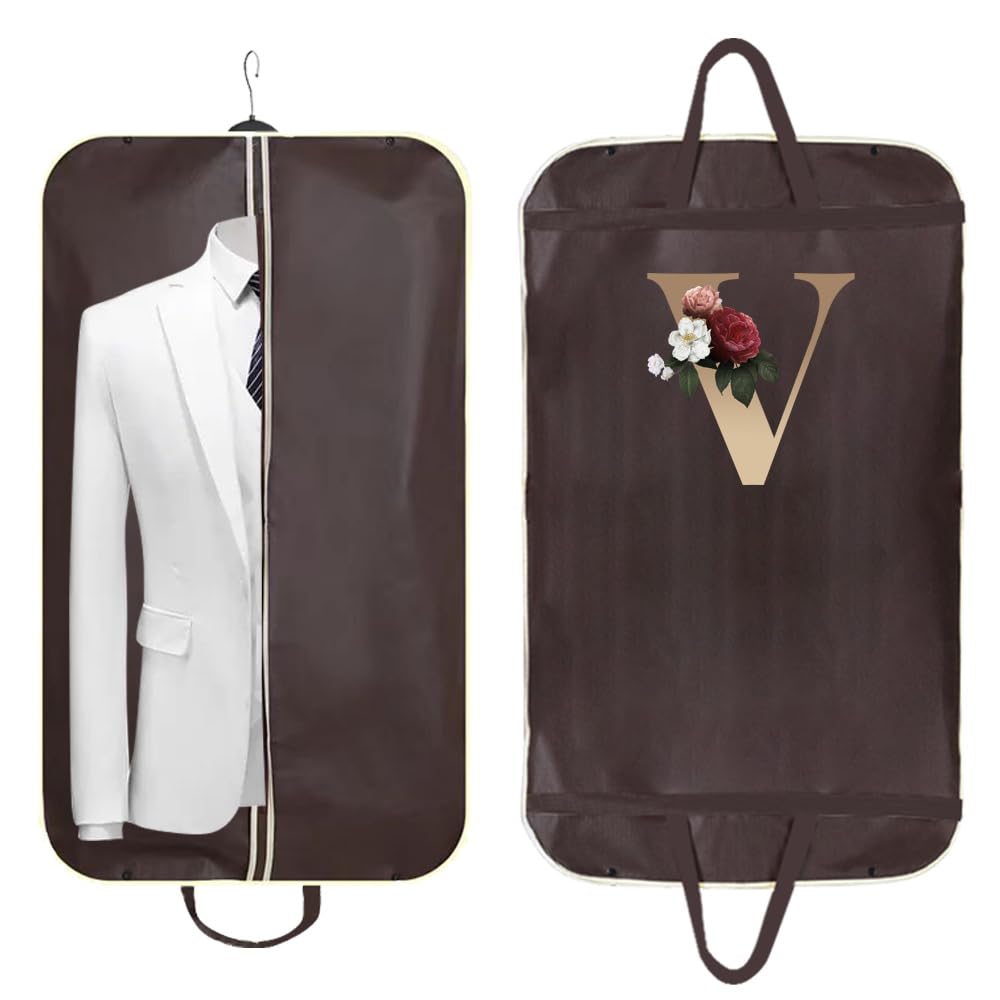 Zip Up Hanging Suit Dress Coat Garment Bag Clothes Cover DustProof Storage Suit Carrier Protector Bags, (gold V)