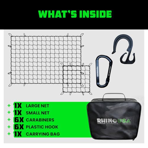image for Rhino USA Bungee Cargo Net Set - Ultimate Cargo Accessory Includes Car