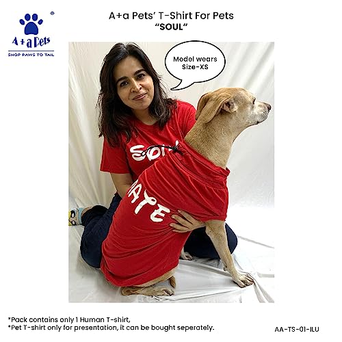 Image of A+a Pets' Graphic Printed T-Shirt Unisex | for Dog Cat Lovers | Casual Half Sleeve Round Neck T-Shirt | 100% Cotton (Soul)