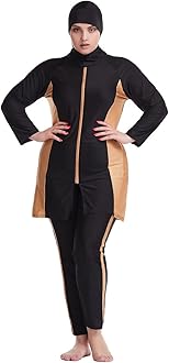 FYMNSI Women Modest Muslim Swimsuits Plus Size Full Body Islamic Burkini Hijab 3 Piece Long Sleeve Rash Guard Skirt Swimwear