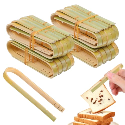 Kifmurase 300Pcs Bamboo Tongs for Charcuterie, Mini Wooden Disposable Tongs