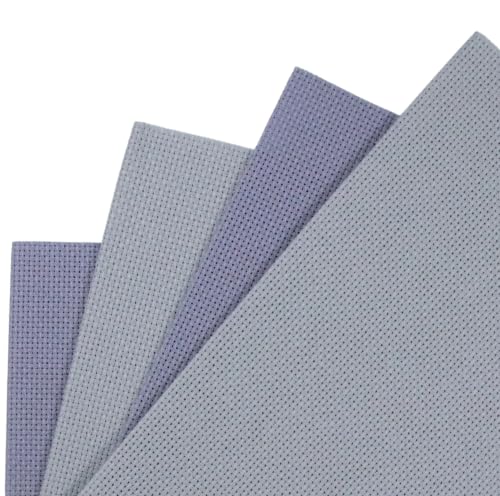 Image of KCS 4 /6 pc of 12 inch x 18 inch 18 Count Cotton Aida Cloth Cross Stitch Fabric (4 pc, Light Grey+Light Steel Grey)