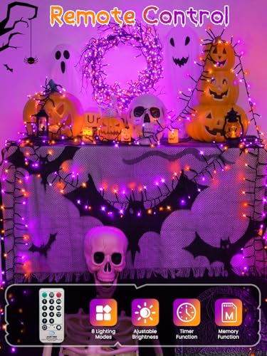 Guirnalda de luces LED Halloween 25 pies naranja y púrpura miniatura 3