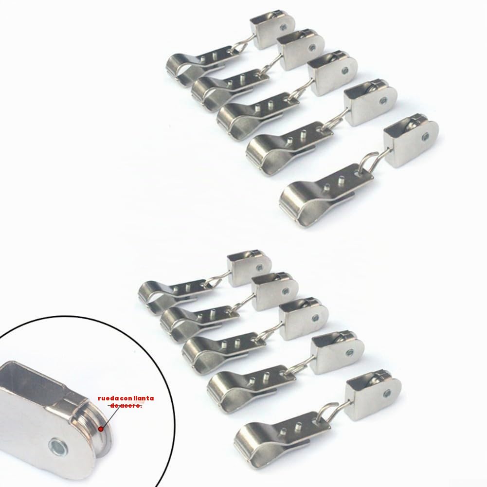 Juego de 10 poleas y abrazaderas de acero inoxidable 304 para instalación de toldo, kit de hardware resistente con opciones de rueda de nailon/acero
