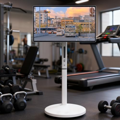 Portable Touch Screen TV on Wheels, 27/32 Inch FHD 1080p Monitor, Android 13, 8GB RAM, 128GB Storage, 7800mAh Battery, 1P Webcam, Full Rotation, Remote Included