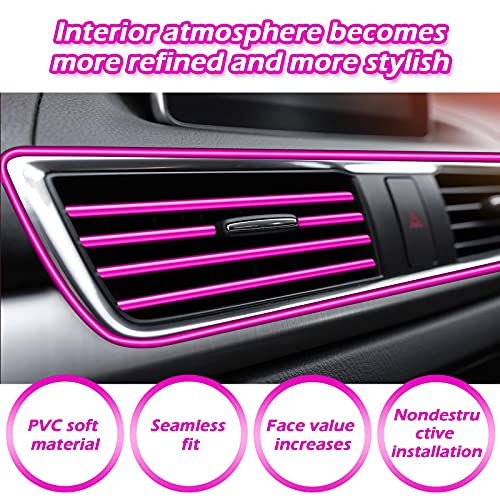 20 Pieces Auto Air Vent Outlet Trim PVC Air Conditioner Decoration Strip Car U Shape Line and 16 Feet Moulding Strip Car Decorative Filler Insert Strips Plastic Scraper for Car Interior Decor (Purple) - Thumbnail 4