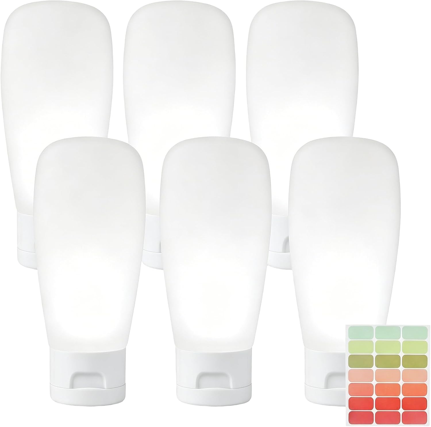 6 Pack 150ml/5oz Frosted Clear Squeeze Tubes, PE Flip Cap Refillable Empty Toiletry Travel Containers with Label Stickers for Toothpaste, Facial Cleanser, Hand Cream