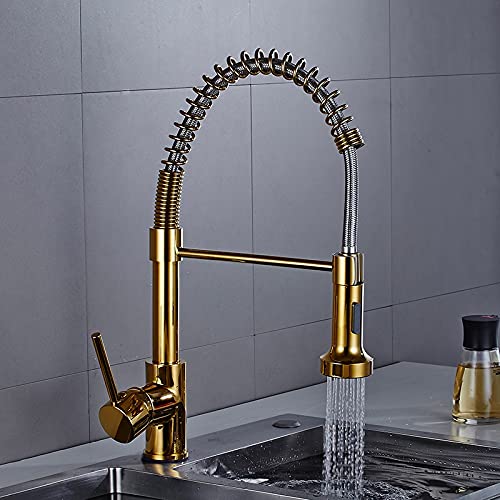 Mélangeur à ressort extensible avec becs pivotants et douchette extractible pour évier - 4