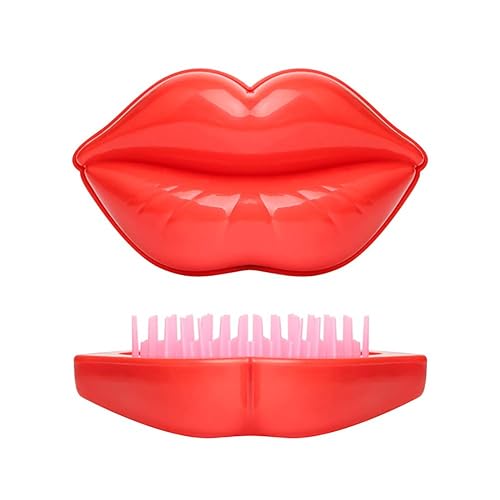 Cepillo de pelo portátil en forma de labio, mini peine de pelo, desenredante, cepillo de pelo de masaje con espejo, peine de pelo de bolsillo