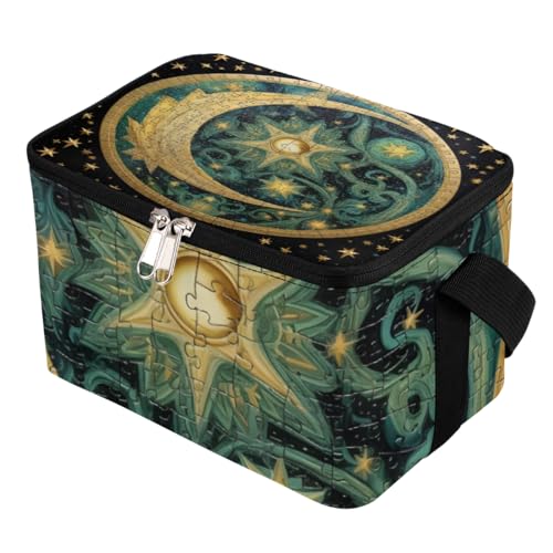 Lunch Bags for Women Men 9 Cans,Moon Star Hot & Cold Food Delivery Bag Insulated Grocery Bag Insulated Lunch Box Ethnic Cooler Bag for Office Work Picnic Beach