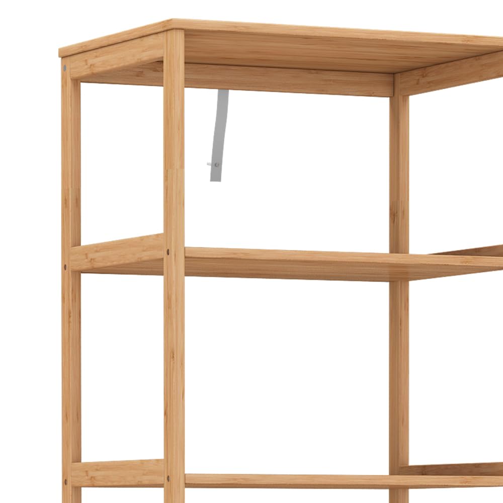 Vicco Estantería Novaro, Bambú, 48.3 x 166.5 cm | con 7 compartimentos, apto para guardar libros, archivos y objetos decorativos