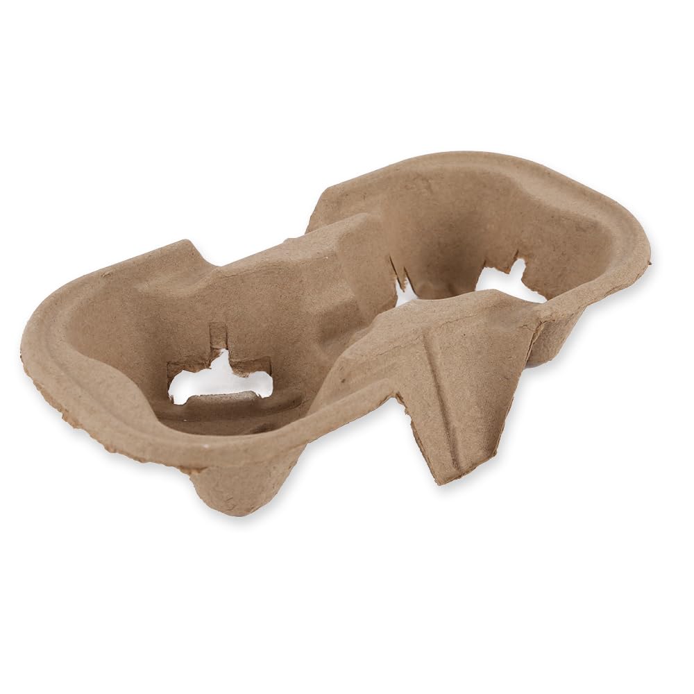 FRANZ MENSCH 600 Stück Becherhalter Double aus Recyclingpapier | natur, L: 22 cm, B: 11 cm, H: 4,5 cm, Karton, Kaffebecherhalter, Getränkehalter