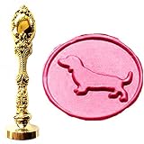MNYR Sello de cera con diseño de perro salchicha de perro salchicha de lujo bronce y metal pavo real decoración boda tarjeta regalo de papel sobre de papel personalizado con monograma sello de cera