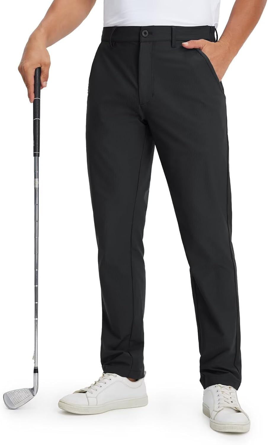 M MAELREG Mens Golf Pants Stretch 30"/32"/34" Flat Front Quick Dry Lightweight Water Repellent Work Dress Casual Trousers