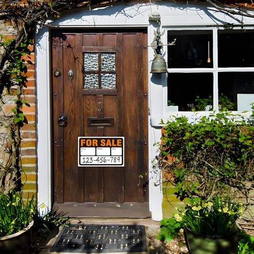 Image of 2 Pack For Sale Car Window Sticker, 12 inchx 8 inch Reflective Vinyl Self-Adhesive Writeable Vehicle Sale Sign with Price Model Year Fields, Waterproof & UV Resistant, Easy-to-Install for Used Car Sales & Auto Dealerships (Black Orange)