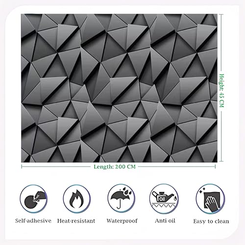 Image of JAAMSO ROYALS Grey Brick Stone Vinyl Waterproof Wallpaper (200CM X 45 CM)