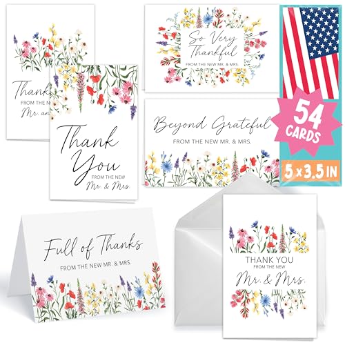 Cartes de remerciement mariage pliées Wildflower Hadley Designs paquet de cartes fleurs sauvages