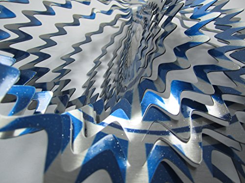 Worldawhirl Whirligig 3D Wind Spinner Hand Painted Stainless Steel Twister Star (12" Inch, Multi Color Blue Silver) #TOP4