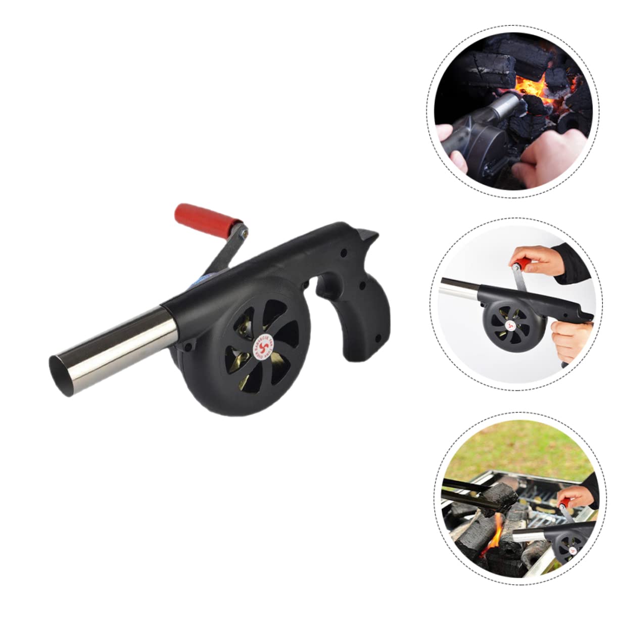 Toddmomy Soffiatore Ferro Barbecue e per in Abs Portatile a Manuale Carbone Ventilatore Manovella per Accendere Campeggio