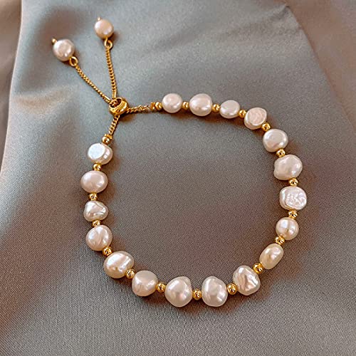 Pearl Bracelet 6mm Handpicked Pearl Chain 18k Gold Plated Delicate Vintage Y2k Jewelry Gifts for Mom Women Girls3