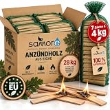 Samore Premium Anz&uuml;ndholz 28 kg Anfeuerholz Anmachholz Brennholz aus Eichenholz, Bio Kaminholz Ofenholz Smoker Grill BBQ trocken ofenfertig, getrocknet und unbehandelter Grillanz&uuml;nder