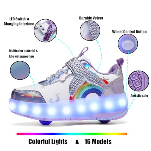 Nsasy Girls Boys Roller Shoes with LED Light Up Wheels Sneakers Kids Roller Skates Shoes for Kids for Children - Image 4