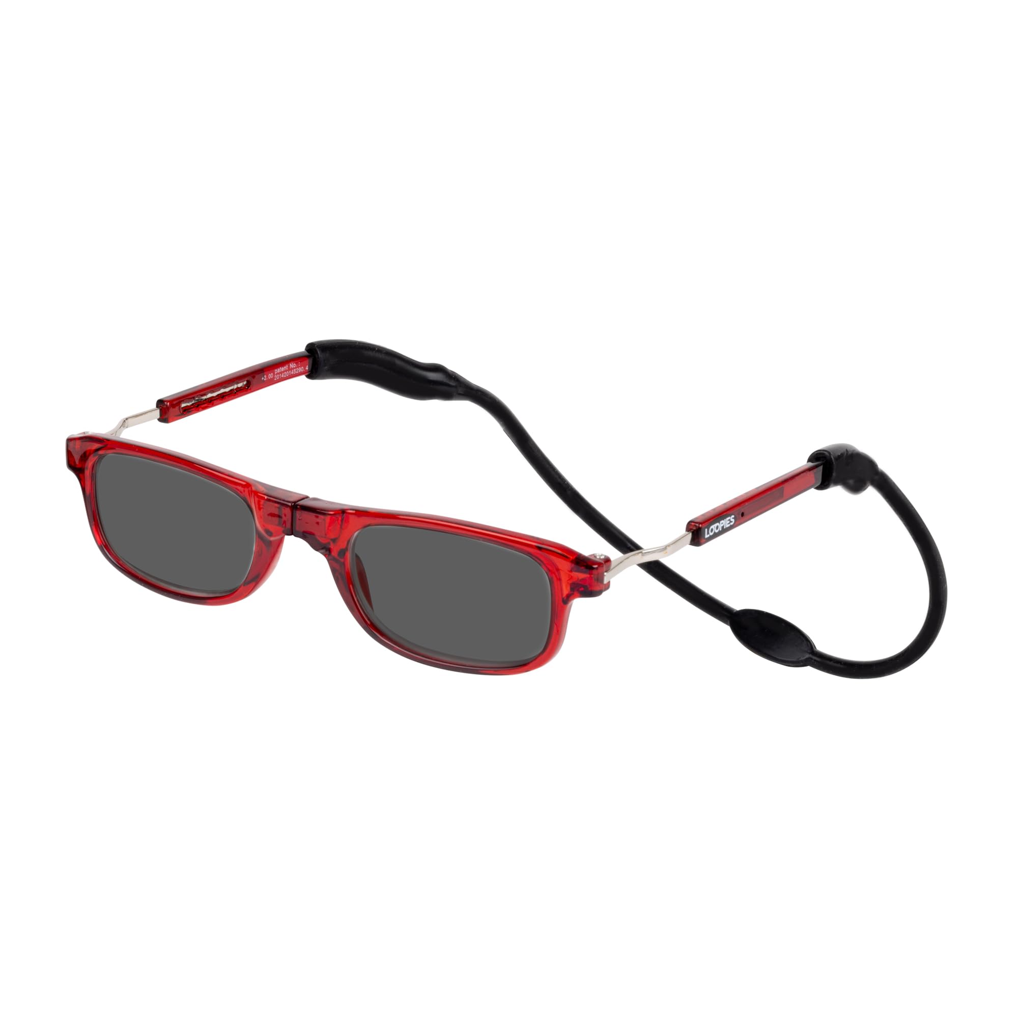 Loopies Magnetic Photochromic Reading Glasses. Unisex, Adjustable, and Comfortable (Red, 2.5)