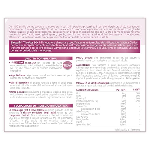 BIOSCALIN TRICOAGE 50+ - Integratore Anticaduta indicato per capelli più maturi - 60 compresse - 2